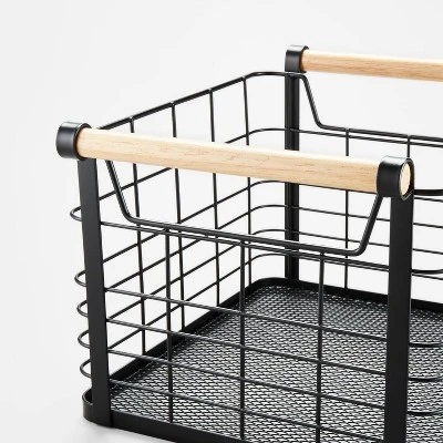 Wire Natural Wood Handles Milk Crate - Brightroom™ - Image 2