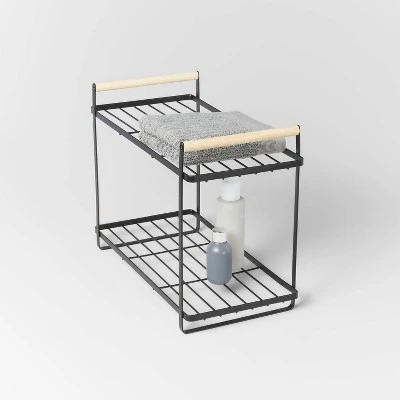 Wood Handle Tiered Vanity Organizer Black - Brightroom™ - Image 3